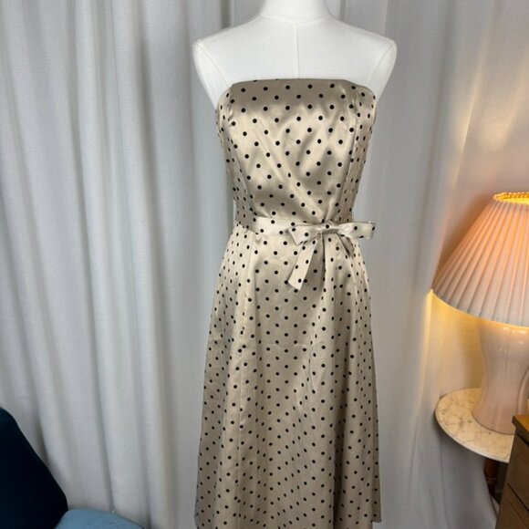 Vintage 90s Polka Dot Strapless Dress Made in USA Medium - Picture 3 of 9